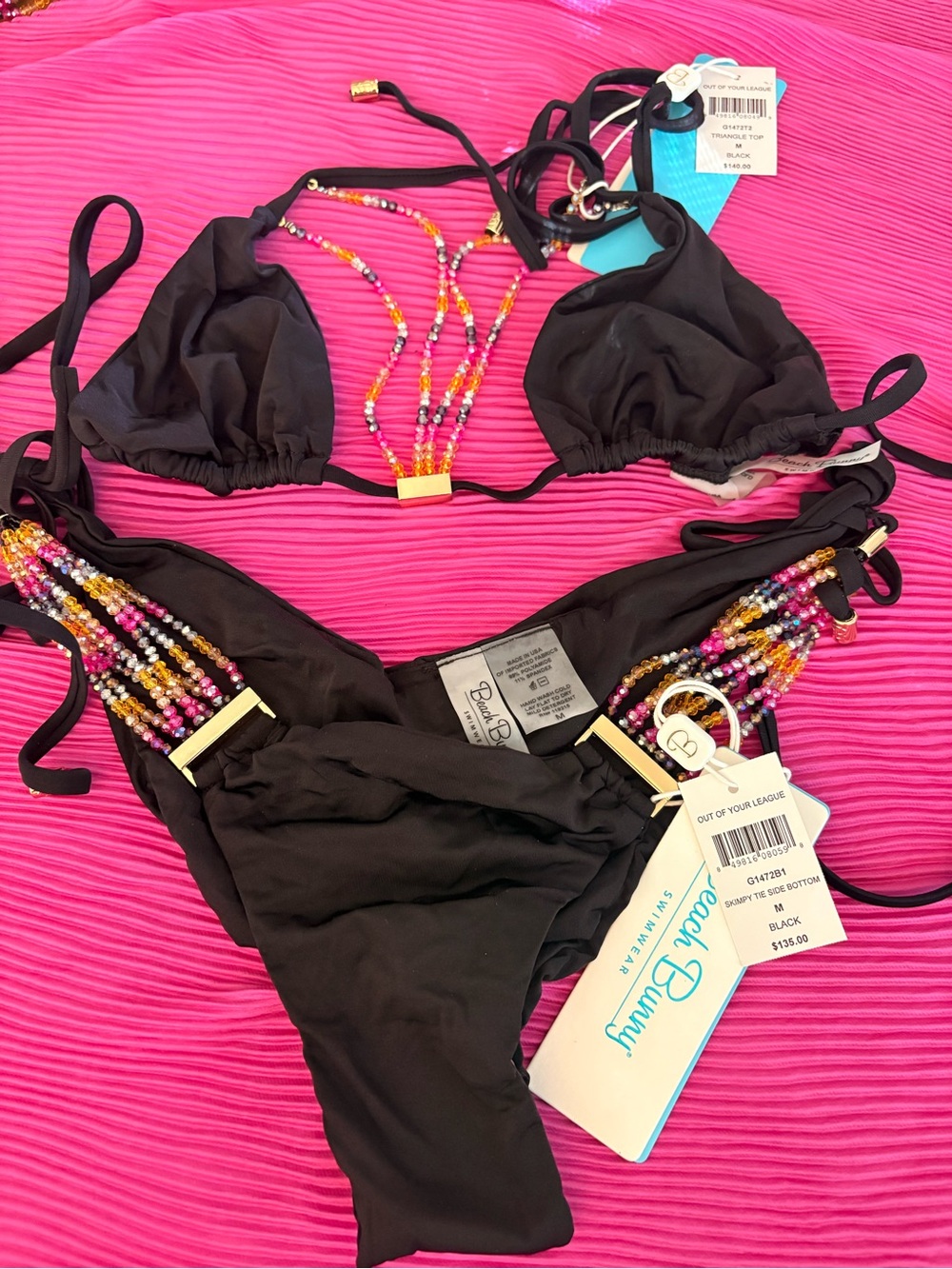 Beach Bunny Black Beaded String Bikini